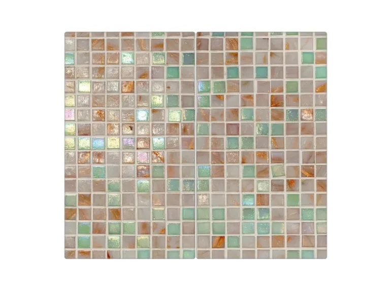 Banjado Herdabdeckplatte Glas 2 Teilig Je 30x52CM Schneidebrett Herdabdeckung Mit Motiv Grüne Fliesen