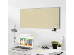 Banjado Magnettafel 78x37cm Magnetwand  Silber Aus Metall Magnetpinnwand Pinnwand Inkl. 4 Magnete Motiv Beige