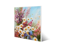 Banjado Magnettafel 50x50cm Magnetwand Weiß Aus Metall Magnetpinnwand Pinnwand Inkl. 4 Magnete Motiv Sommerstrauss