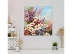 Banjado Magnettafel 50x50cm Magnetwand Weiß Aus Metall Magnetpinnwand Pinnwand Inkl. 4 Magnete Motiv Sommerstrauss