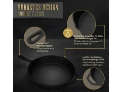 Bbq#Boss Bratpfanne Gusseisen 31cm Gusseisenpfanne mit Doppelgriff und Ausgießer