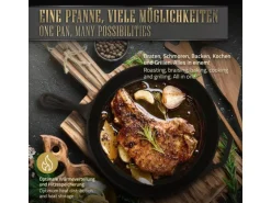 Bbq#Boss Bratpfanne Gusseisen 31cm Gusseisenpfanne mit Doppelgriff und Ausgießer