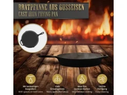 Bbq#Boss Bratpfanne Gusseisen 31cm Gusseisenpfanne mit Doppelgriff und Ausgießer