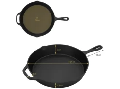 Bbq#Boss Bratpfanne Gusseisen 31cm Gusseisenpfanne mit Doppelgriff und Ausgießer