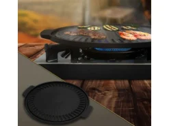 Bbq#Boss Grillplatte aus Gusseisen 32 cm Runde Gusspfanne Gerippte Bratpfanne