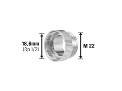 Übergangsstück M22 x Ø 21 mm (Rp 1/2")