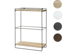 BERLINLODGE Wandregal HxBxT 50x35x17cm Massiv-Holz Metall Industrial 2 Regalböden Dunkelbraun Hängeregal Regal Küchenregal