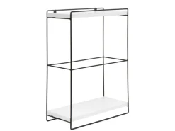 BERLINLODGE Wandregal HxBxT 50x35x17cm Massiv-Holz Metall Industrial 2 Regalböden Weiß Hängeregal Regal Küchenregal