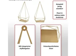 BERLINLODGE Wandregal HxBxT 44x23x11cm Metall Weiß Hängeregal Dekoregal Küchenregal Regal