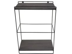 BERLINLODGE Wandregal HxBxT 50x35x17cm Massiv-Holz Metall Industrial 2 Regalböden Dunkelgrau Hängeregal Regal Küchenregal