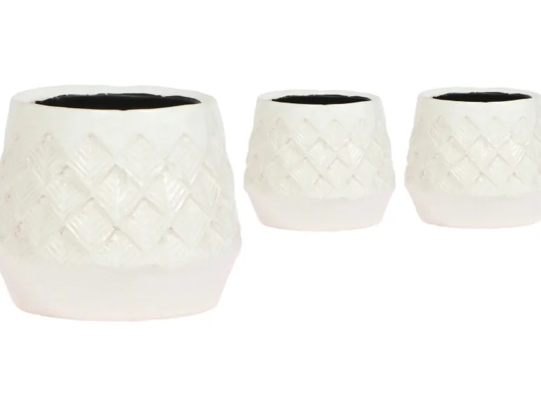 Übertopf aus Keramik "Bohemian" Weiß Höhe ca. 15 cm Topf-Ø ca. 9 cm Innen