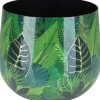 Übertopf Flora mit Blätterprint Ø 13 cm x 9 cm Grün-Gold
