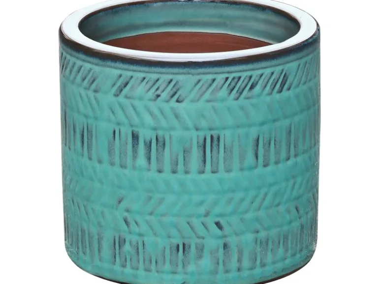 Übertopf Keramik Strukturiert Grün Ø 19 x 17 cm