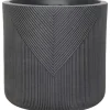 Übertopf rund aus Fibre-Clay Symmetry-Stripes Schwarz (H x Ø) 30 x 30 cm