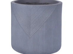 Übertopf rund aus Fibre-Clay Symmetry-Stripes Hellgrau (H x Ø) 36 x 36 cm