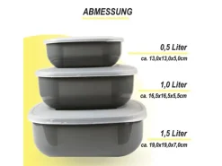 Bestgoodies Vorratsdosen 6er Set Eckig Grau 2 x 3er