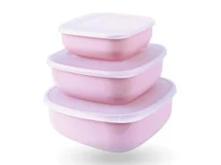 Bestgoodies Vorratsdosen 9er Set Eckig Rosa 3 x 3er