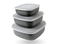 Bestgoodies Vorratsdosen 3er Set Eckig Grau