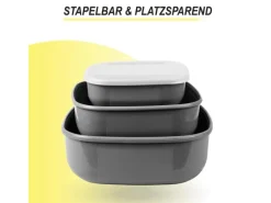 Bestgoodies Vorratsdosen 3er Set Eckig Grau