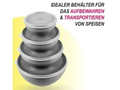 Bestgoodies Vorratsdosen 8er Set Rund Grau 2 x 4er