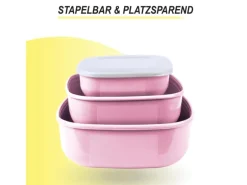 Bestgoodies Vorratsdosen 6er Set Eckig Rosa 2 x 3er