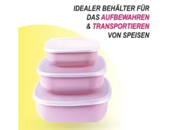 Bestgoodies Vorratsdosen 6er Set Eckig Rosa 2 x 3er