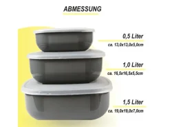 Bestgoodies Vorratsdosen 9er Set Eckig Grau 3 x 3er