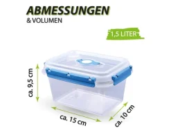 Bestlivings Frischhaltebox Mit Deckel Fresh System 1,5 Liter Lunchbox Blau