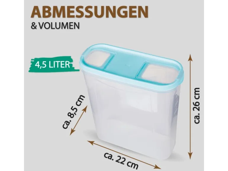 Bestlivings Frischhaltebox Schüttdose 4,5 Liter 1er Pack Türkis
