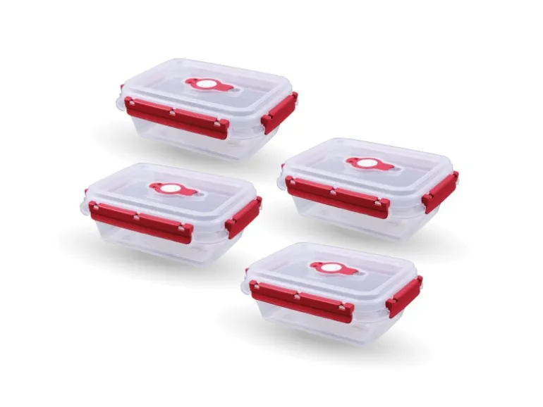 Bestlivings Frischhaltebox 0,9L Lunchbox Im Set Rot 4er Pack
