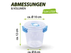 Bestlivings Frischhaltebox 0,64L Joghurt Im Set Blau 8er Pack