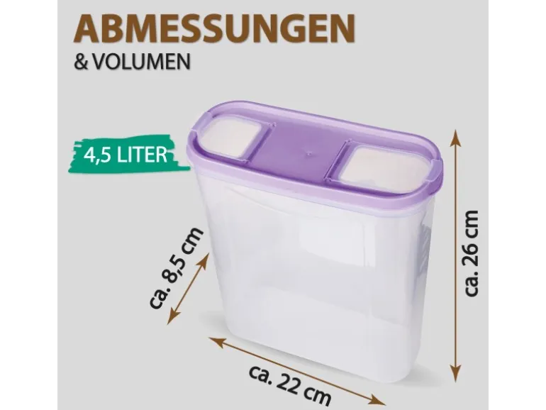 Bestlivings Frischhaltebox Schüttdose 4,5 Liter 2er Pack Lila