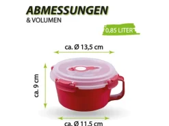 Bestlivings Frischhaltebox 0,85L Frühstücksschale Im Set Rot 2er Pack