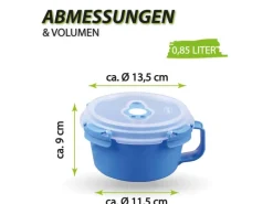 Bestlivings Frischhaltebox 0,85L Frühstücksschale Im Set Blau 4er Pack