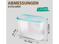Bestlivings Frischhaltebox Schüttdose 1,4 Liter 4er Pack Türkis