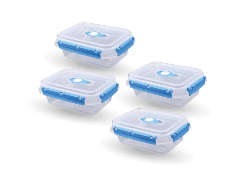 Bestlivings Frischhaltebox 0,9L Lunchbox Im Set Blau 4er Pack