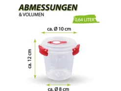 Bestlivings Frischhaltebox Mit Deckel Fresh System 0,64 Liter Joghurt Dose Rot
