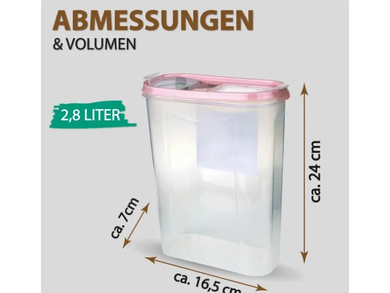 Bestlivings Frischhaltebox Schüttdose 2,8 Liter 8er Pack Altrose