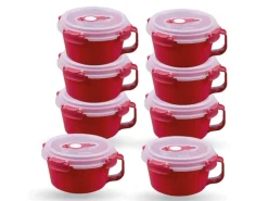 Bestlivings Frischhaltebox 0,85L Frühstücksschale Im Set Rot 8er Pack