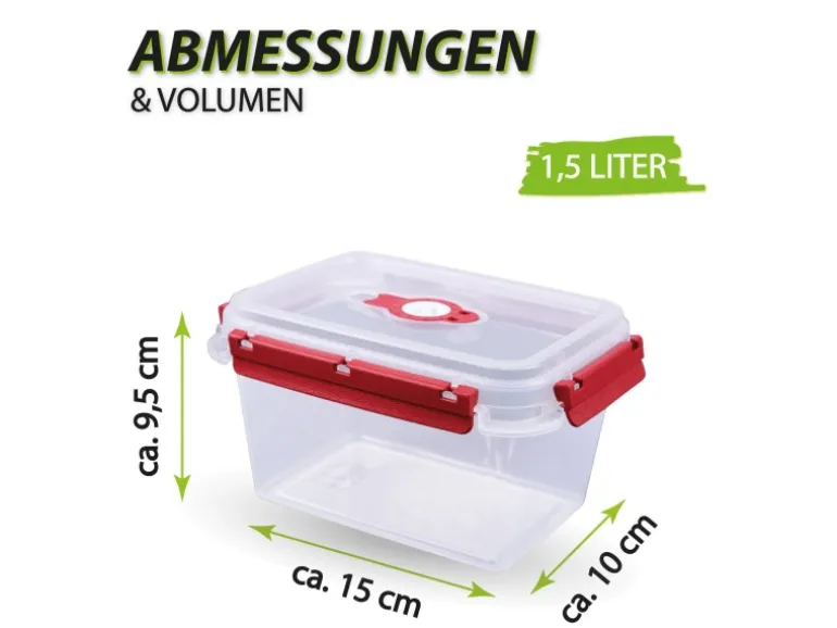 Bestlivings Frischhaltebox 1,5L Lunchbox Im Set Rot 2er Pack