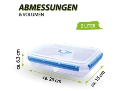 Bestlivings Frischhaltebox Mit Deckel Fresh System 2 Liter Brotdose Mit Trenner Blau