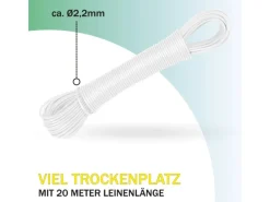 Bestlivings Wäscheleine 20 Meter x 2,2 mm 4er Pack Weiß