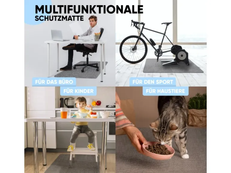 Björn&Schiller Bodenschutzmatte Plastik Grau 100 x 120 cm Kratzschutz Schreibtischunterlage