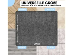 Björn&Schiller Bodenschutzmatte Plastik Grau 100 x 120 cm Kratzschutz Schreibtischunterlage