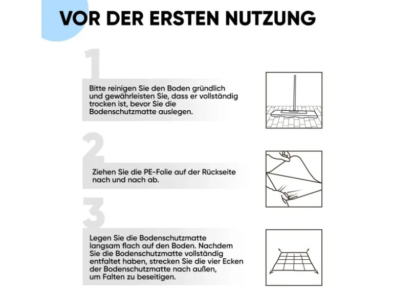 Björn&Schiller Bodenschutzmatte Plastik Grau 100 x 120 cm Kratzschutz Schreibtischunterlage