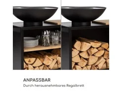 Blumfeldt Savage 2.0 Wide Feuerschale Grill Bambus-Schneidebrett Wetterschutz Schwarz