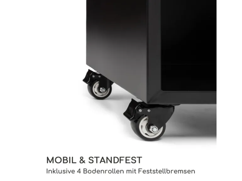 Blumfeldt Savage 2.0 Wide Feuerschale Grill Bambus-Schneidebrett Wetterschutz Schwarz