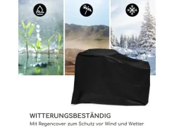 Blumfeldt Savage 2.0 Wide Feuerschale Grill Bambus-Schneidebrett Wetterschutz Schwarz