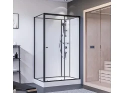 Breuer Komplettdusche Anschlag Rechts 120 cm x 90 cm Schwarz Matt