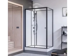 Breuer Komplettdusche Anschlag Links 120 cm x 80 cm Schwarz Matt